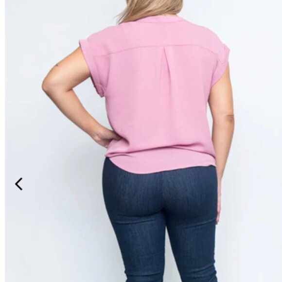 NEW  Plus Size Dolman Sleeve Mauve Chiffon Top with Tied Waist Bohemian - Picture 4 of 7